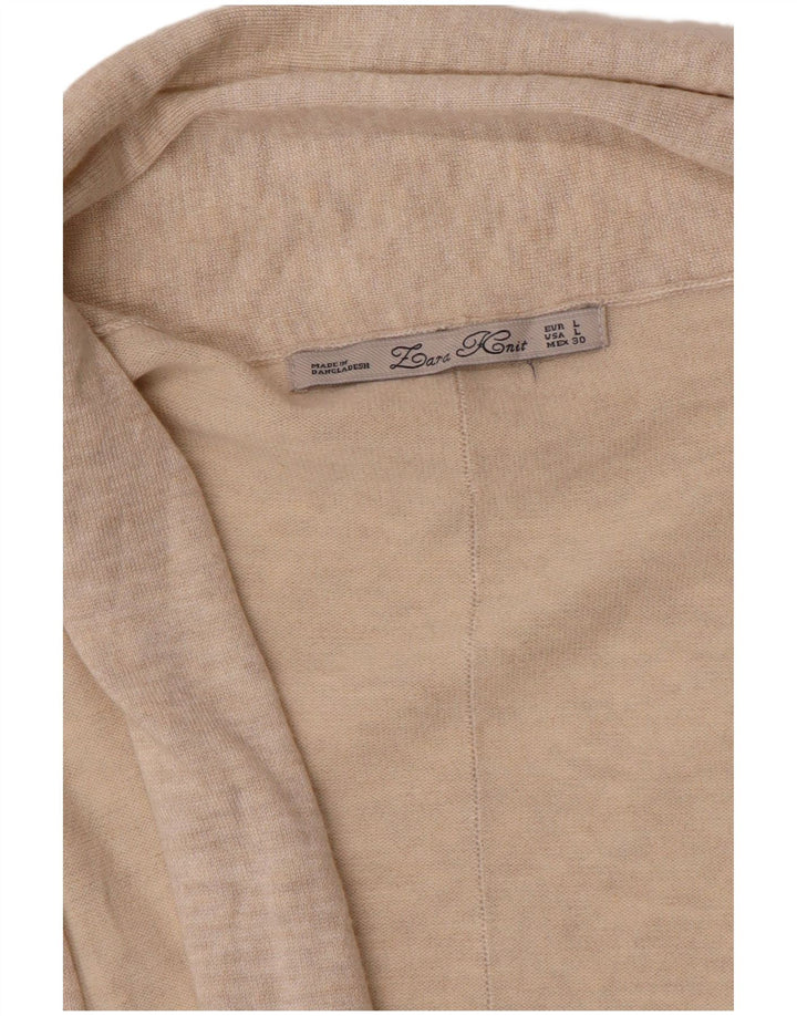 ZARA Cardigan ouvert pour femme UK 14 Large Beige