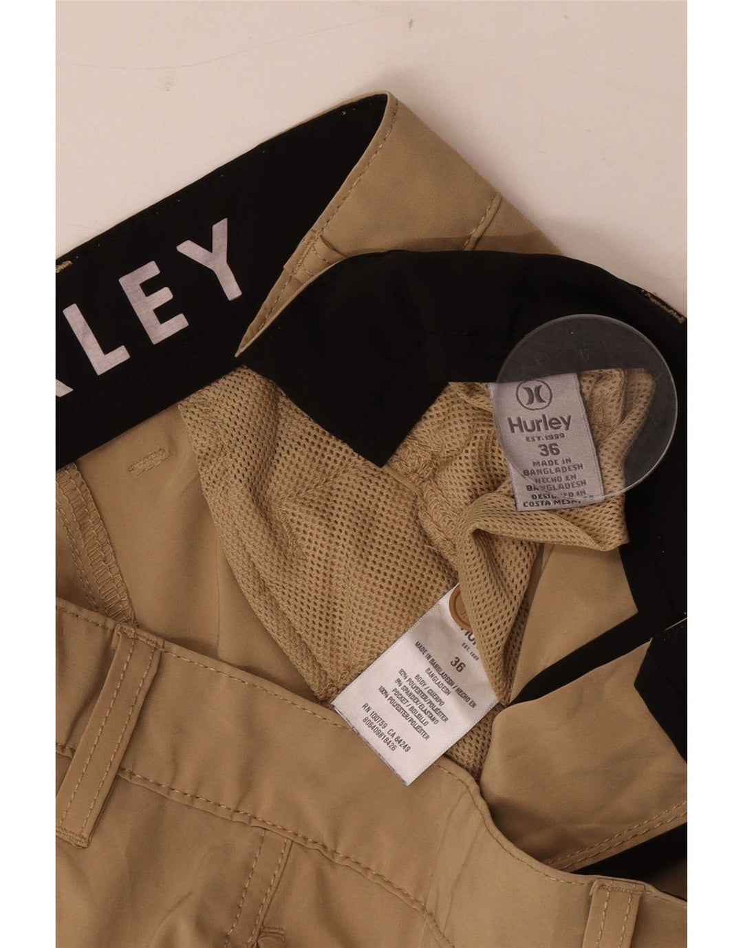 Hurley Short Chino Homme W36 Large Marron Polyester