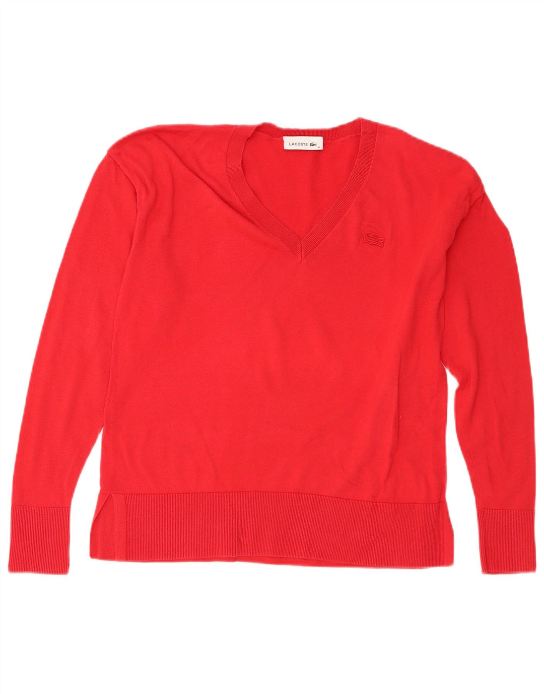 Lacoste Pull col V femme taille 36 petit rouge