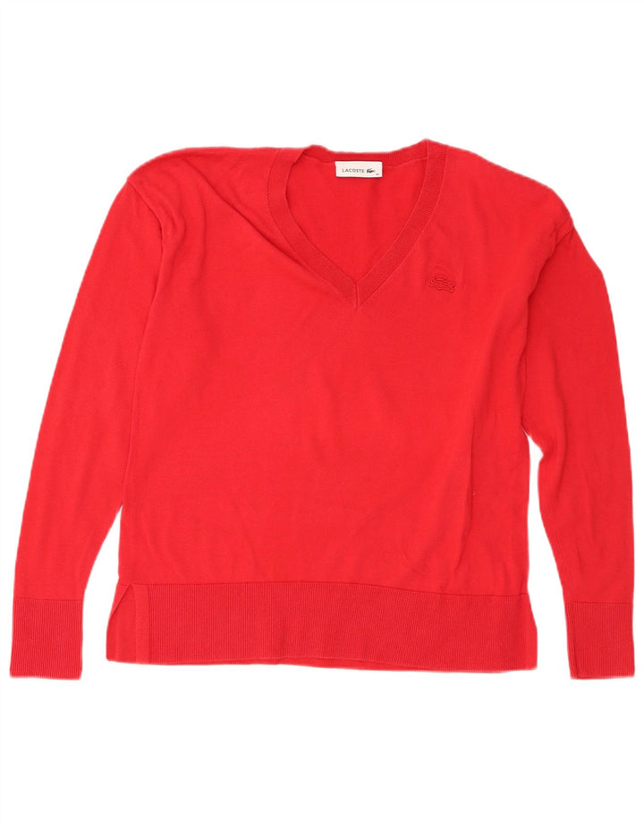 Lacoste Pull col V femme taille 36 petit rouge