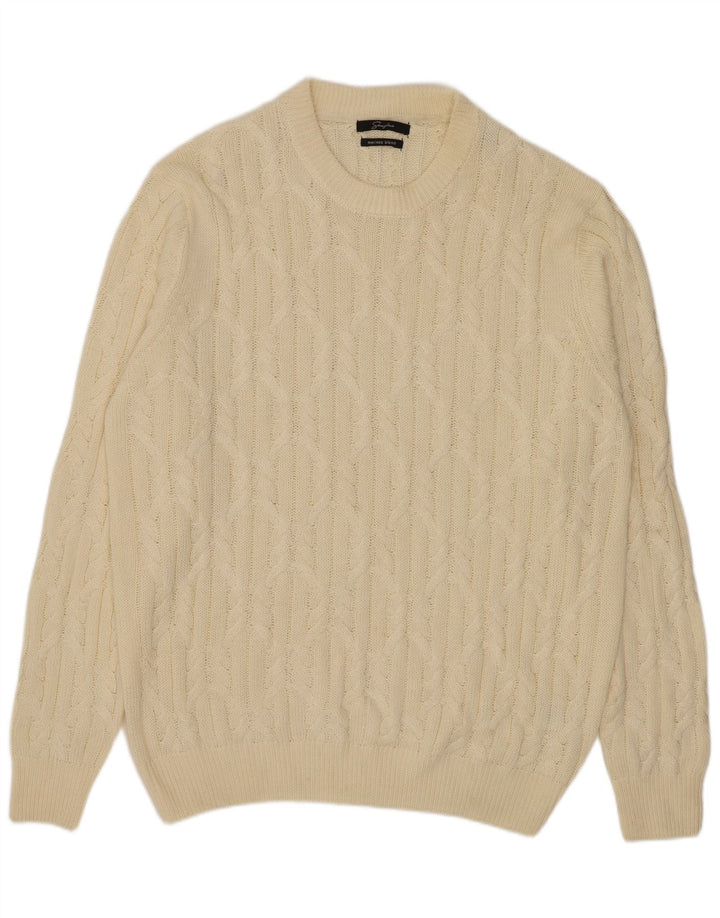 Sonny Bono Pull à col rond pour homme XL Blanc cassé Polyester