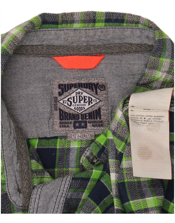 Superdry Chemise en flanelle pour femme UK 14 Coton à carreaux vert moyen