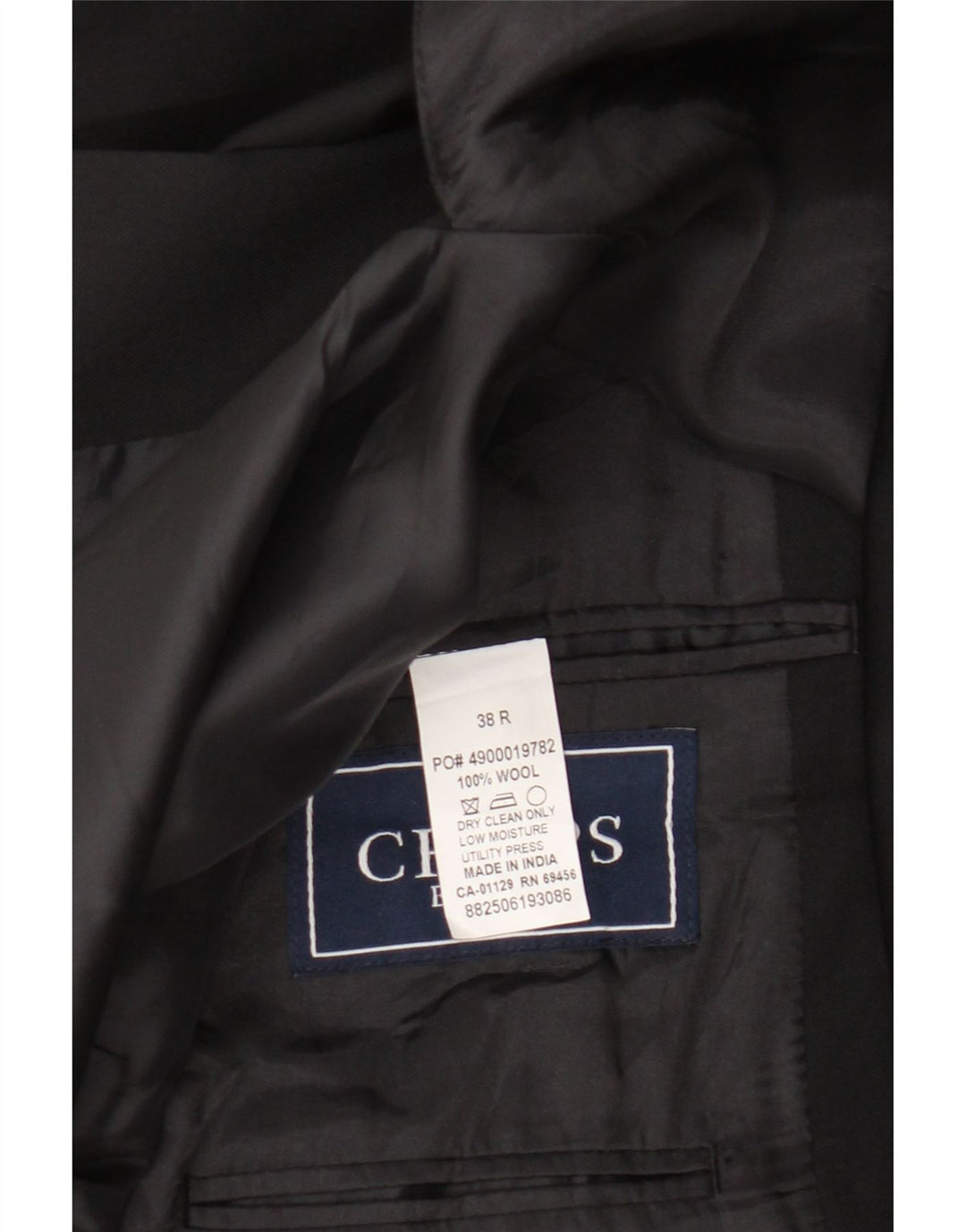 Chaps Veste Blazer 2 Boutons Homme UK 38 Laine Noir Moyen