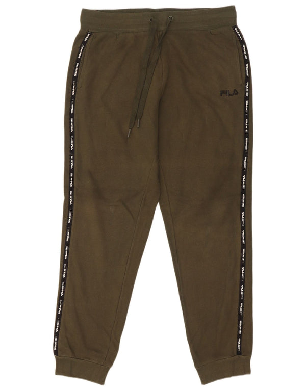 Fila Pantalon de survêtement graphique pour homme en coton color block Kaki Large