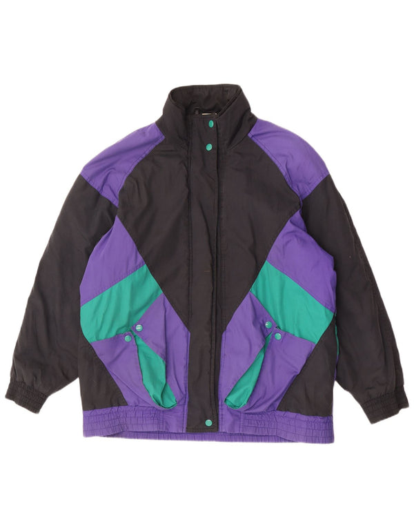 veste coupe-vent femme vintage UK 16 Grand colourblock multicolore