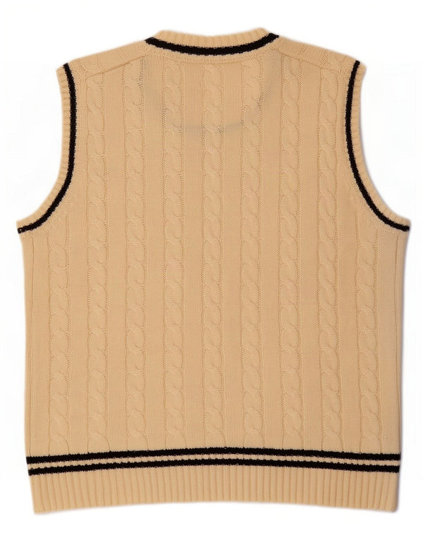 vintage Mens Vest Débardeur Grand Beige Rayé