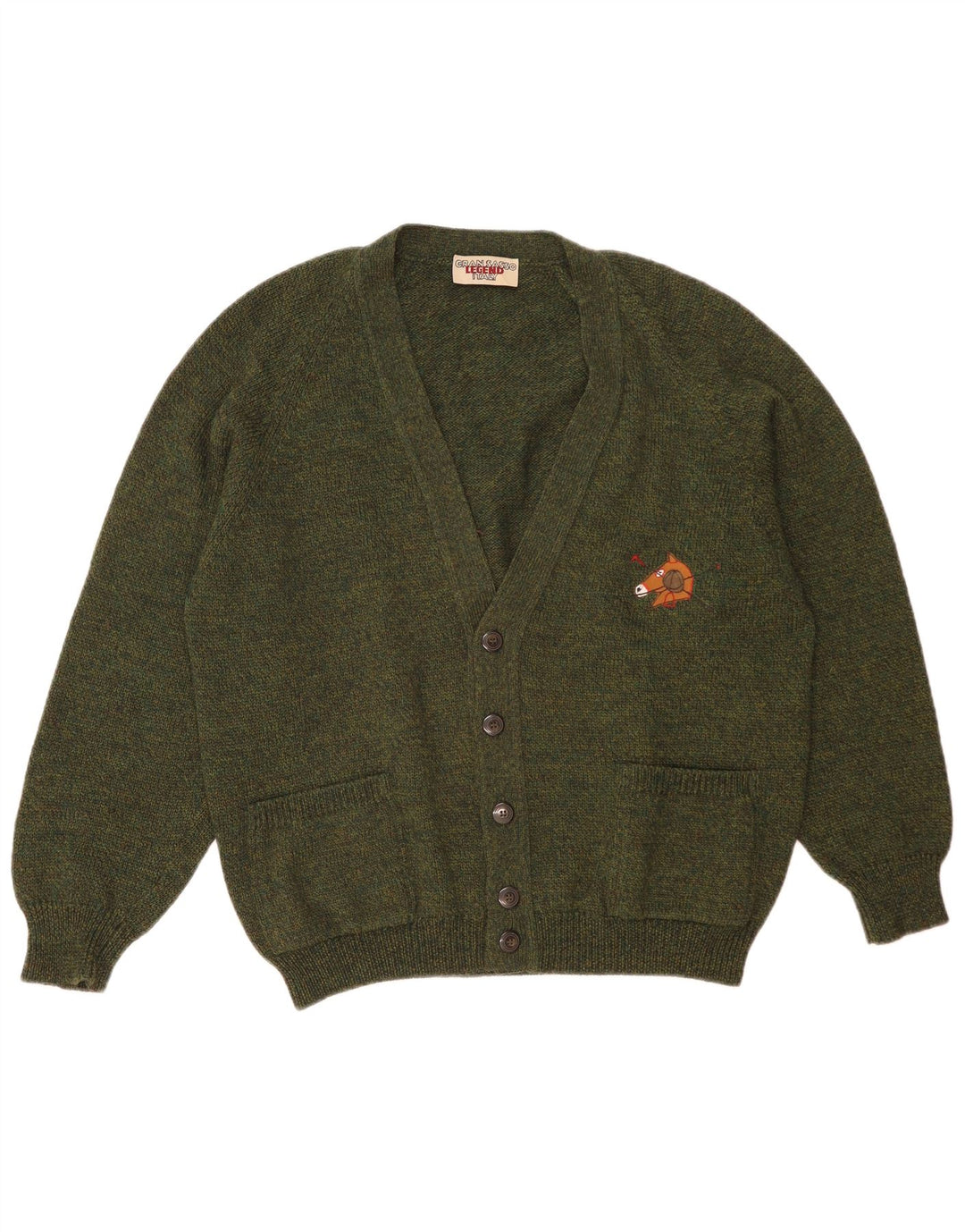 Gran Sasso Pull Cardigan Homme XL Kaki Laine