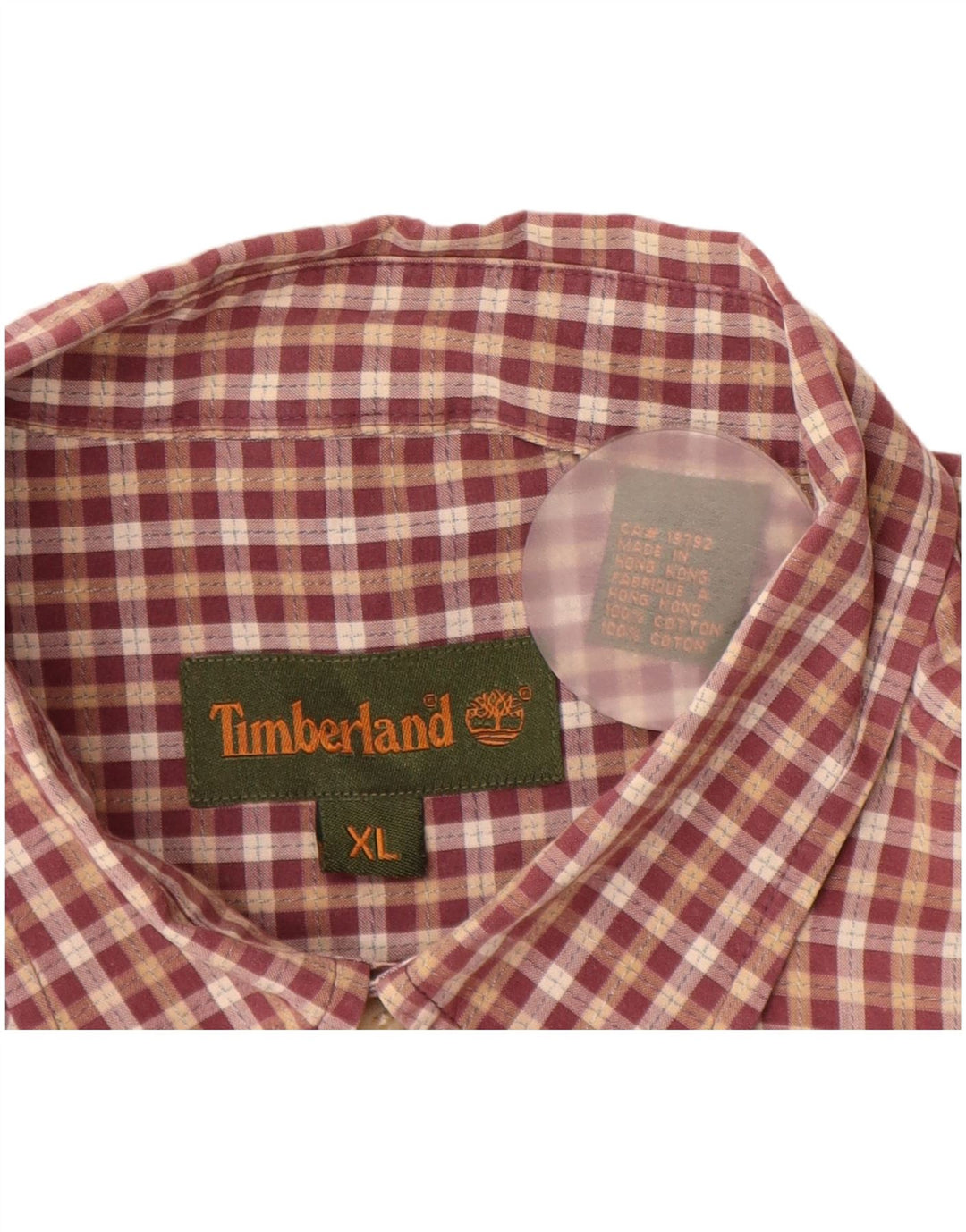 TIMBERLAND Chemise à manches courtes pour homme XL en coton à carreaux bordeaux