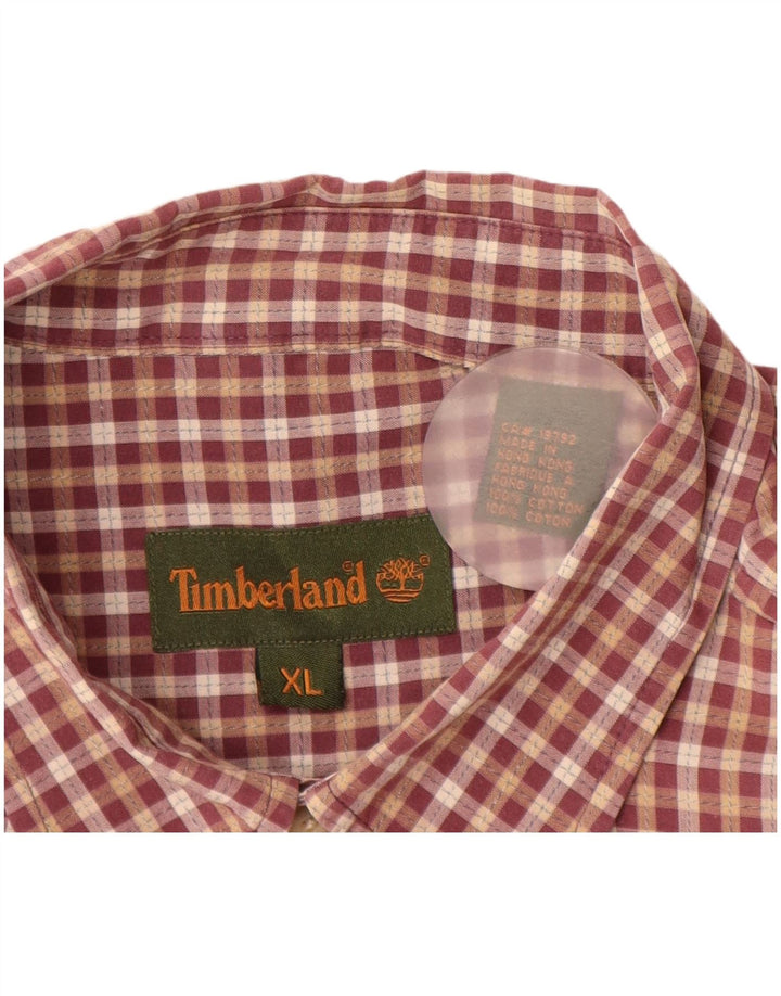 TIMBERLAND Chemise à manches courtes pour homme XL en coton à carreaux bordeaux