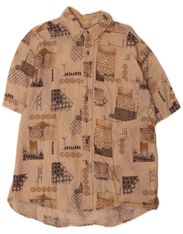 Bodoni Chemise à manches courtes pour homme Taille 43/44 XL Beige Géométrique Coton