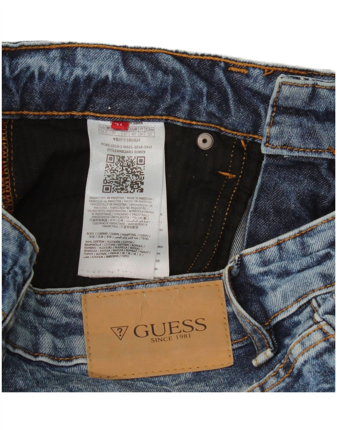Guess Jean slim vieilli W31 L31 en coton bleu pour homme