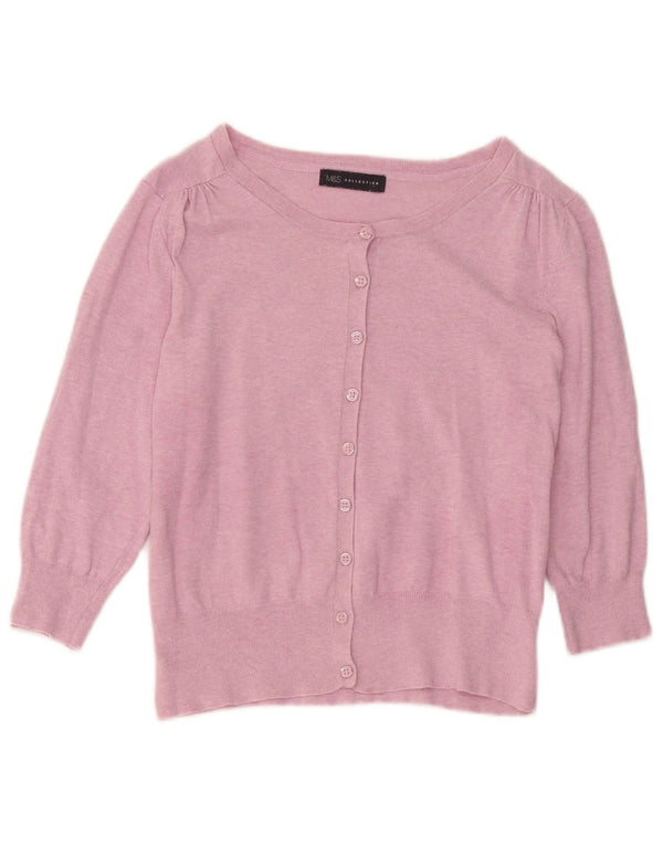 Marks & Spencer Cardigan court à manches 3/4 pour femme Rose moyen UK 12