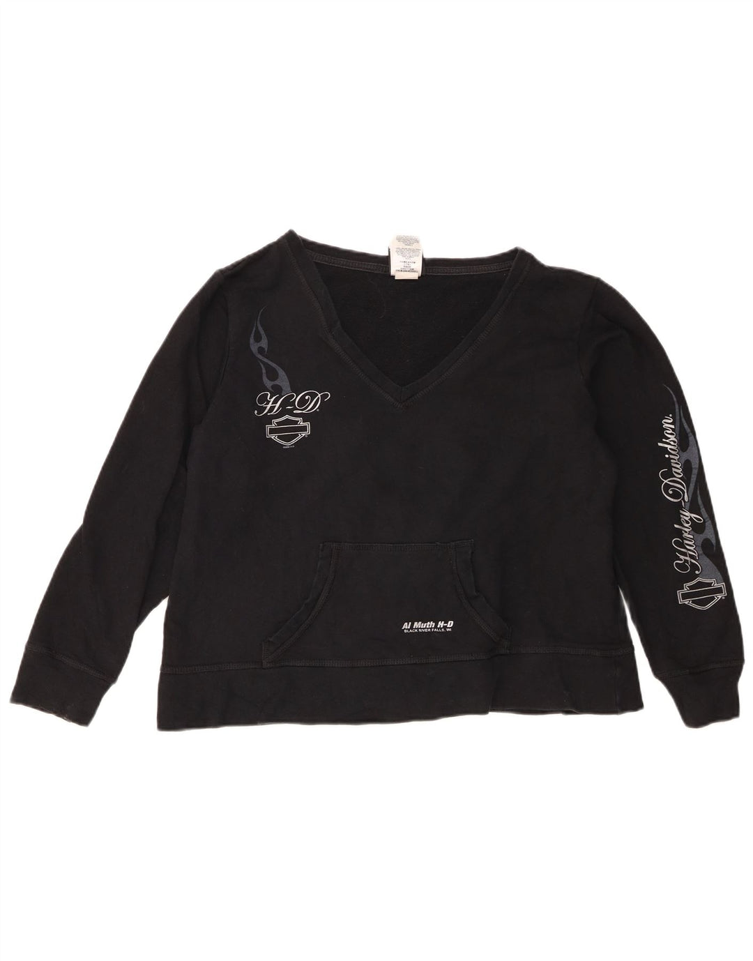 Harley Davidson Sweat-shirt court graphique pour femme UK 16 Grand Noir