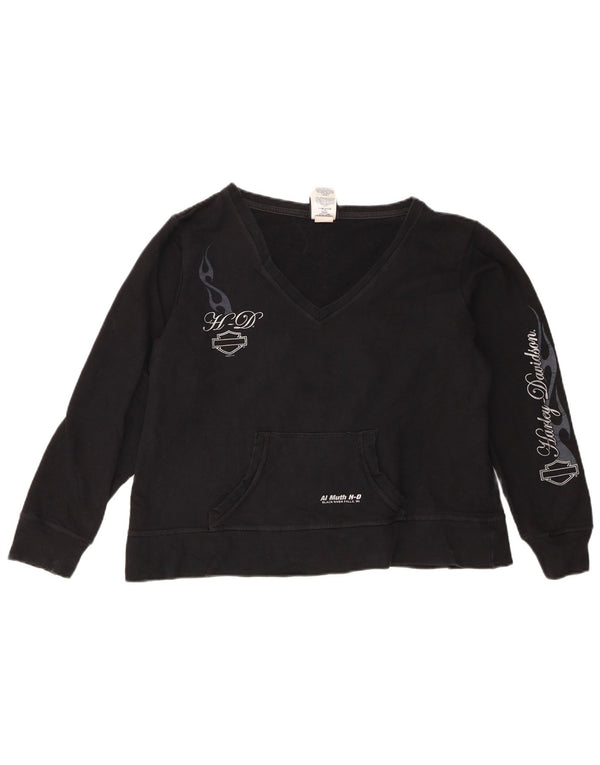Harley Davidson Sweat-shirt court graphique pour femme UK 16 Grand Noir