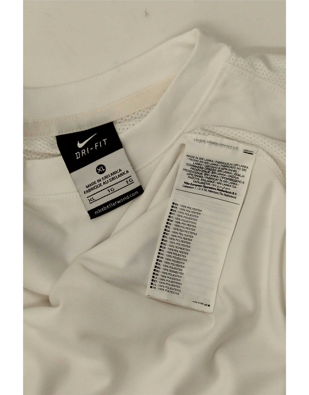 Nike Hommes Dri Fit T-Shirt Top XL Blanc Colorblock Polyester