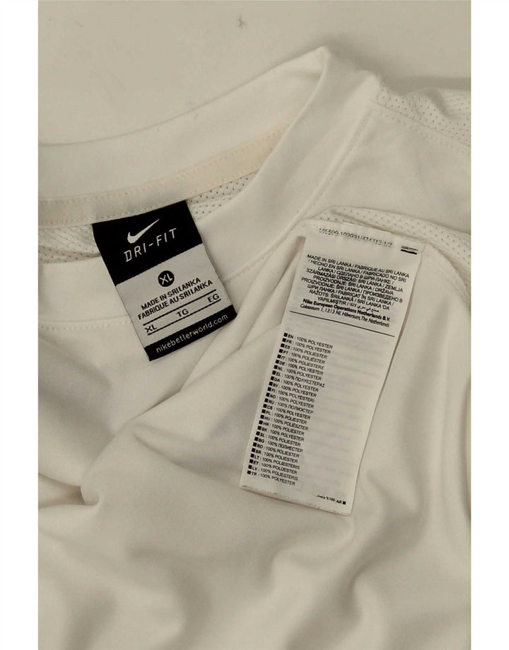 Nike Hommes Dri Fit T-Shirt Top XL Blanc Colorblock Polyester