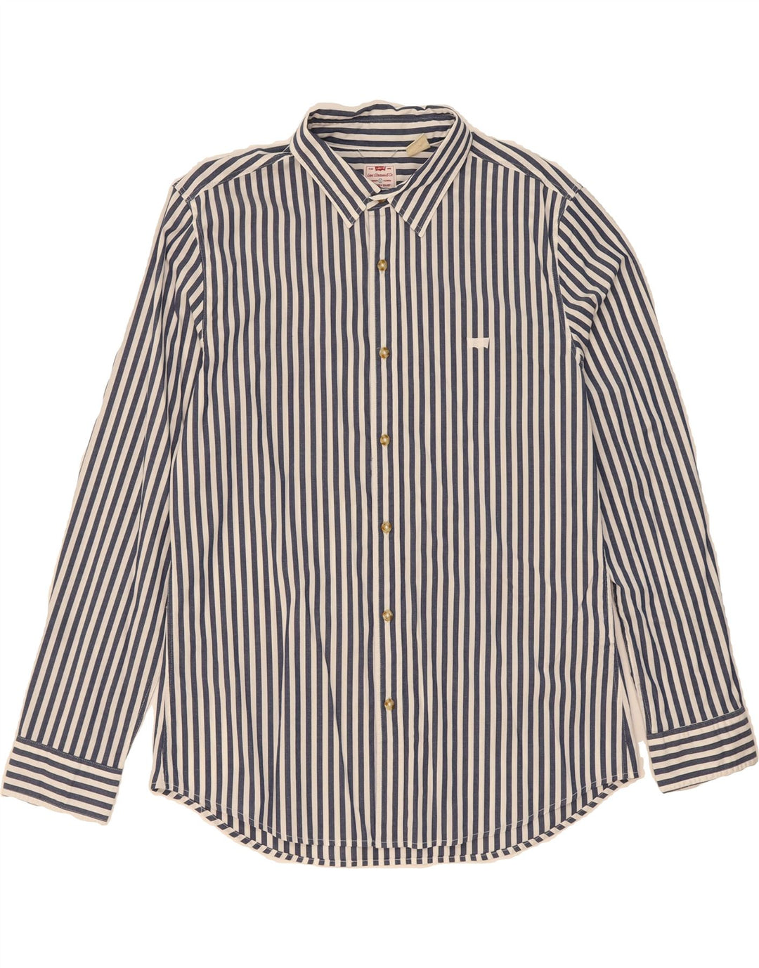 LEVI'S Mens Slim Fit Shirt Large Blue Striped Cotton Vintage Levi's and Second-Hand Levi's from Messina Hembry 