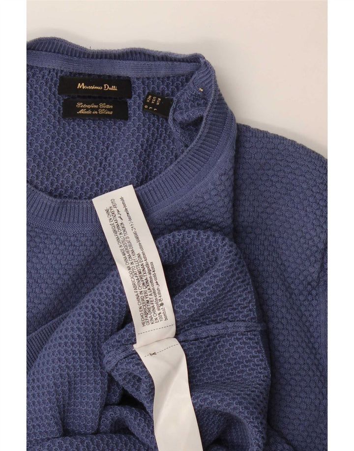 Massimo Dutti Pull à col rond pour homme en coton bleu Taille L