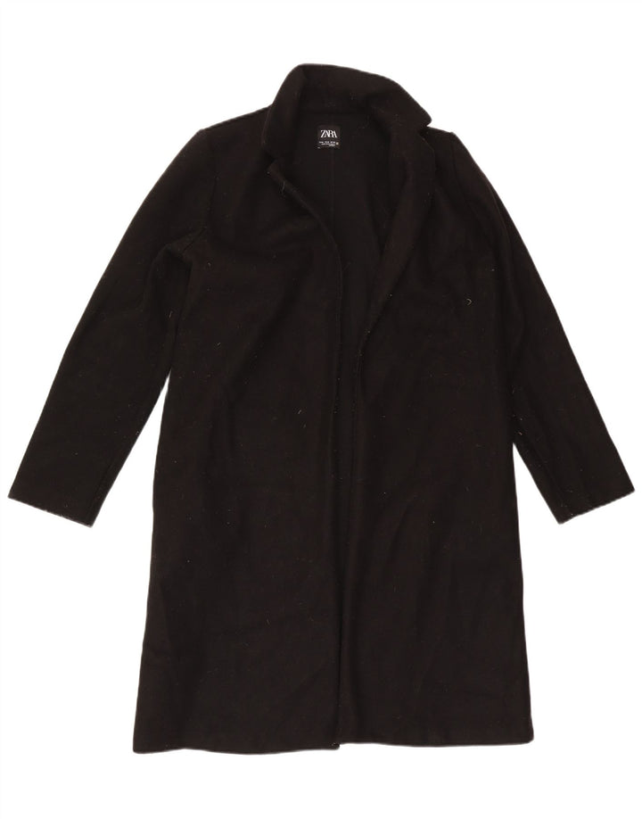 Zara Womens Open Overcoat UK 14 Moyen Noir