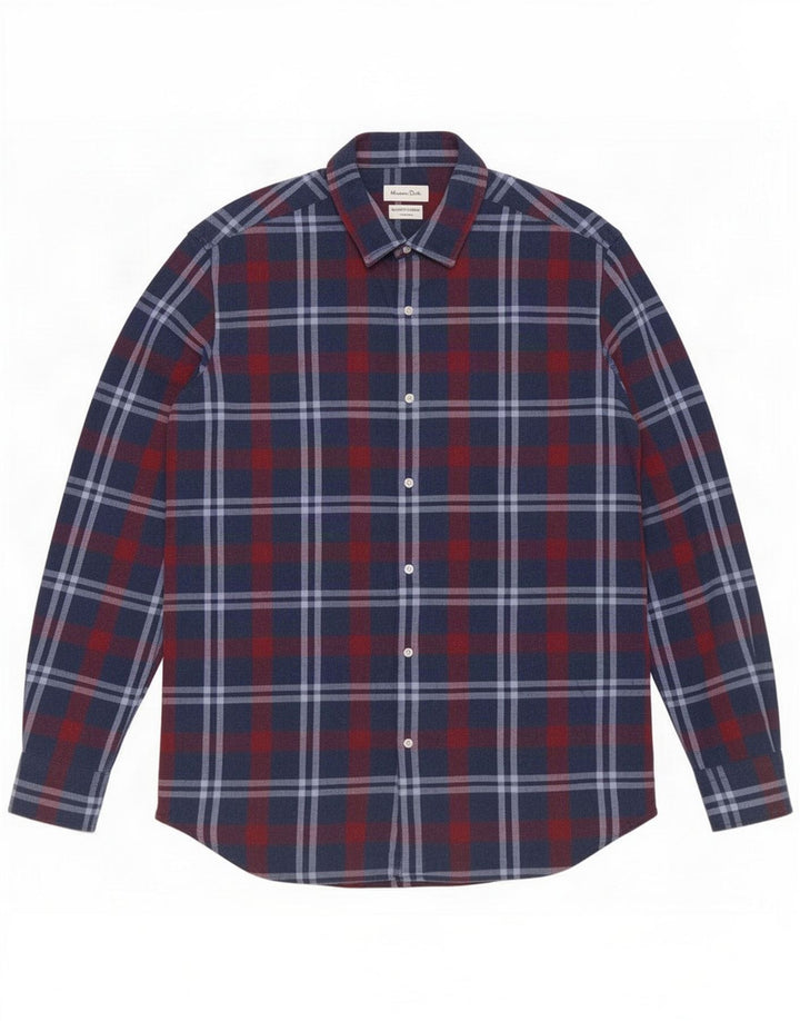 Massimo Dutti Chemise homme grand carreaux bleu marine
