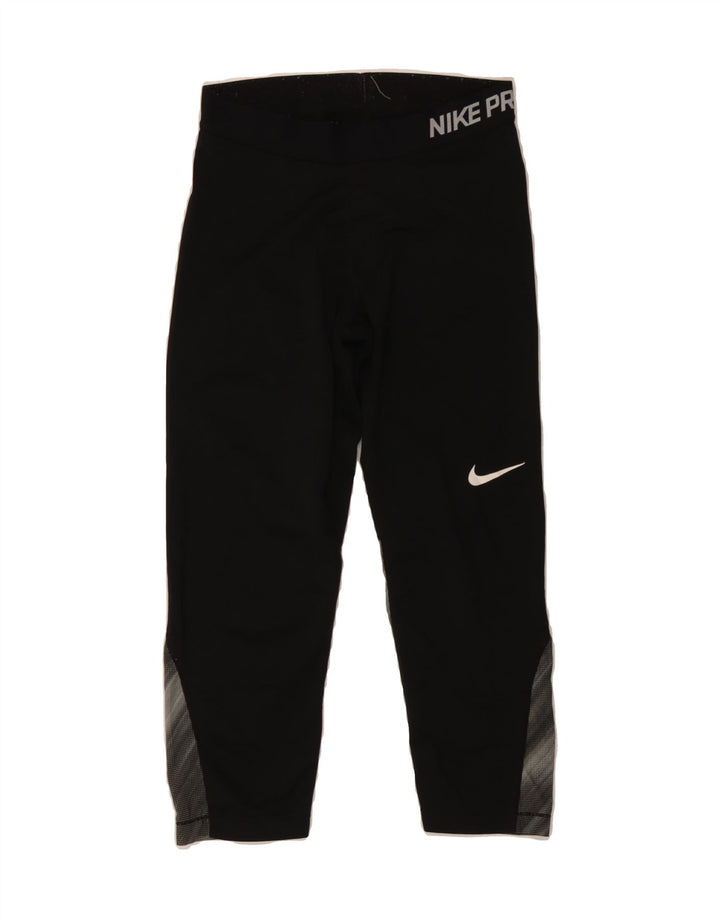 NIKE Womens Graphic Capri Leggings UK 12 Medium  Black Polyester Vintage Nike and Second-Hand Nike from Messina Hembry 