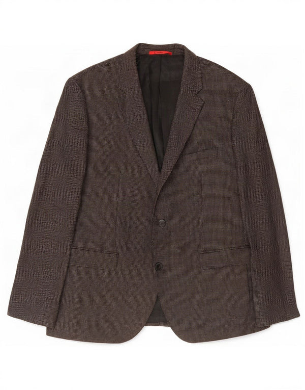 Hugo Boss Veste blazer à 2 boutons pour homme US 44 2XL Laine à pois marron