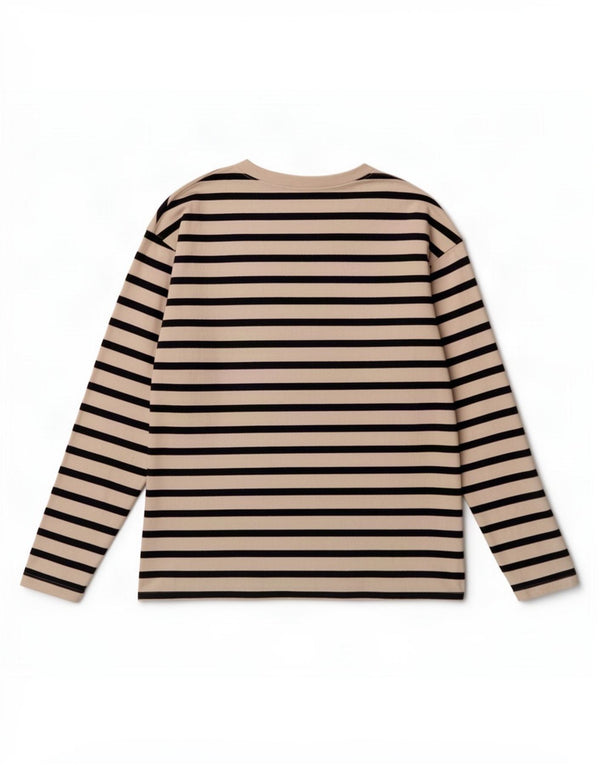 Zara Femme Top Manches Longues UK 14 Medium Blanc Rayé
