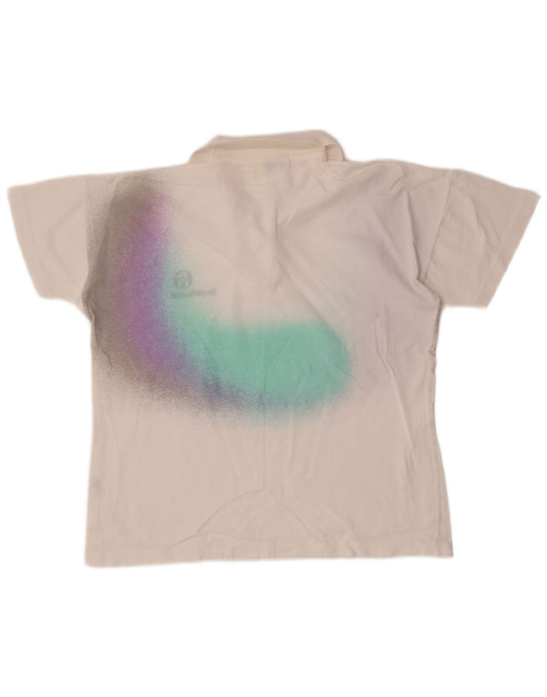 Sergio Tacchini Polo Homme Blanc Moyen Coton Colorblock