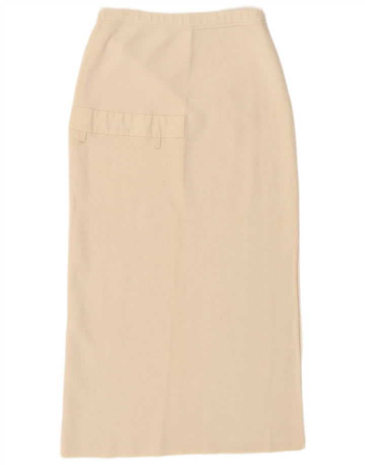 vintage Femme Tricot Midi Jupe W32 Grand Blanc Cassé