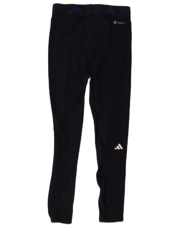Adidas Femmes Aeroready Leggings UK 12 Moyen Bleu Marine Polyester