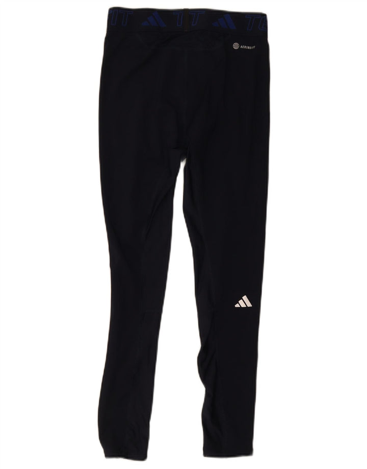 Adidas Femmes Aeroready Leggings UK 12 Moyen Bleu Marine Polyester
