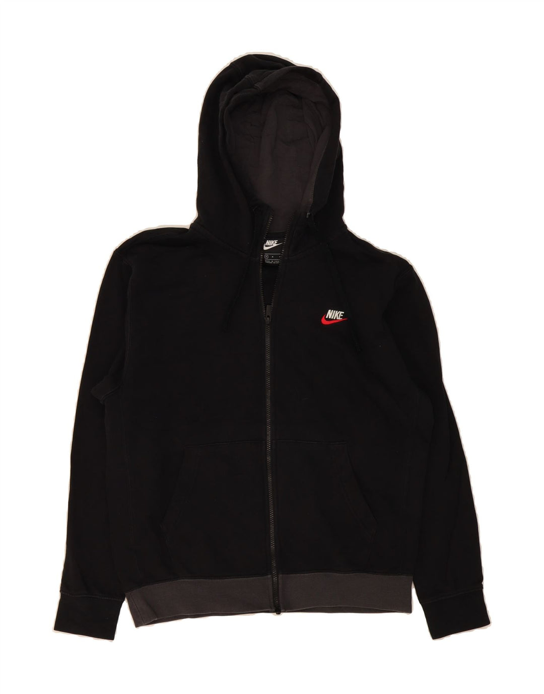 NIKE Mens Zip Hoodie Sweater Medium Black Cotton Vintage Nike and Second-Hand Nike from Messina Hembry 