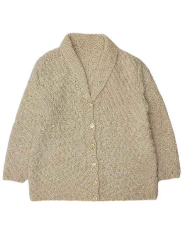 vintage Femme Cardigan Pull UK 16 Grand Beige