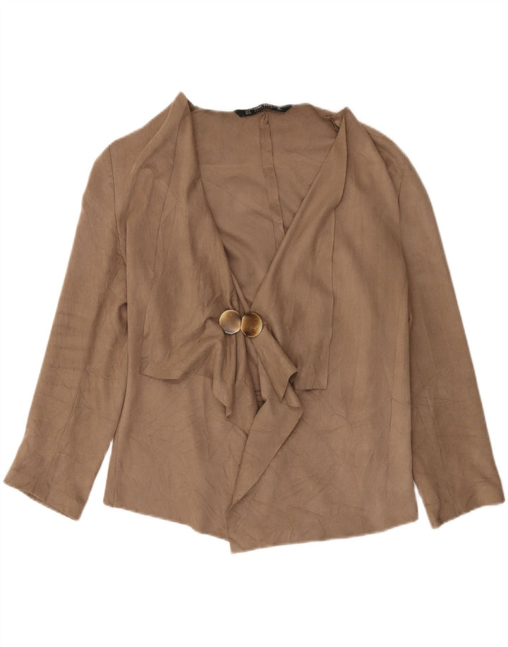 Zara Cardigan à manches 3/4 pour femme UK 14 Polyester beige moyen