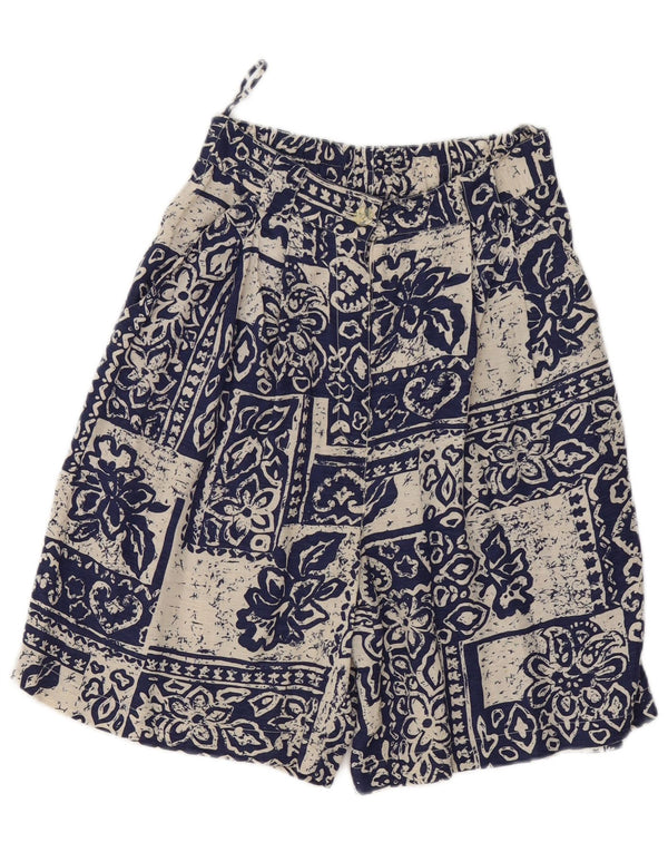 vintage Femmes Taille Haute Pegged Casual Shorts Moyen W28 Bleu Floral