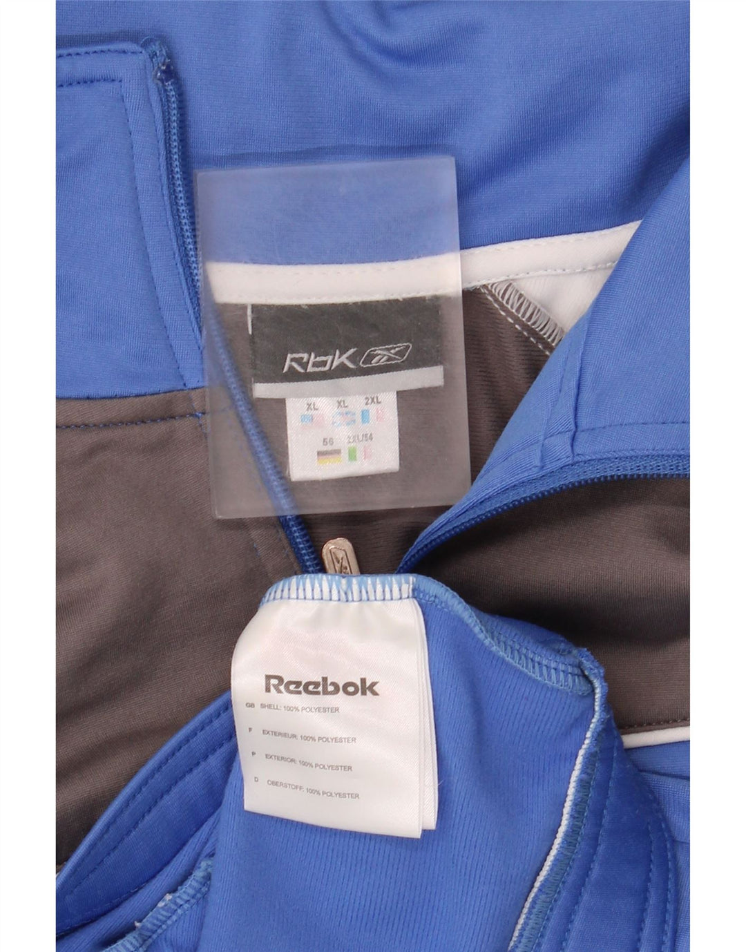 Reebok Veste de survêtement coupe régulière pour homme XL Bleu Colorblock Polyester
