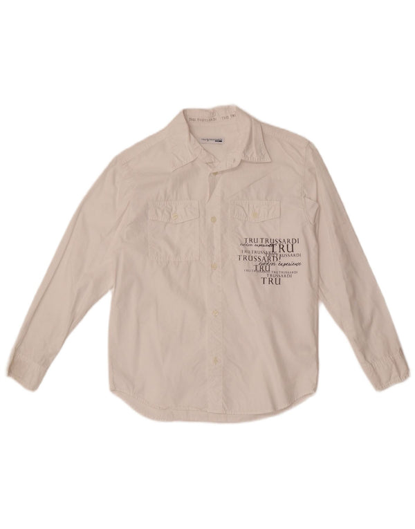 Trussardi Chemise Graphique Garçon 8-9 ans Blanc Coton