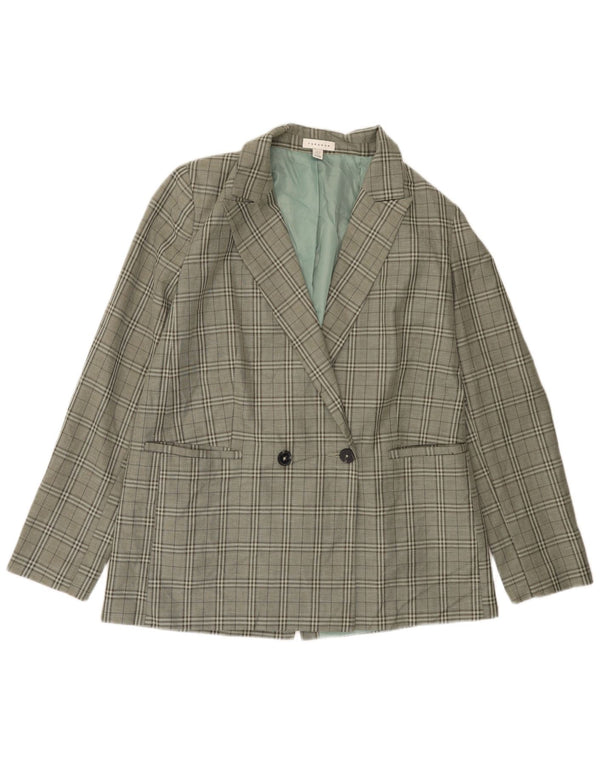 Topshop Veste blazer à double boutonnage pour femme UK 12 à carreaux vert moyen