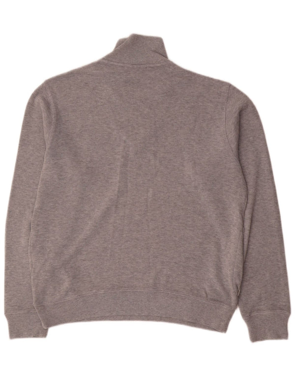 Lacoste Mens Zip Neck Sweatshirt Jumper Taille 4 Gris Moyen Moucheté Coton