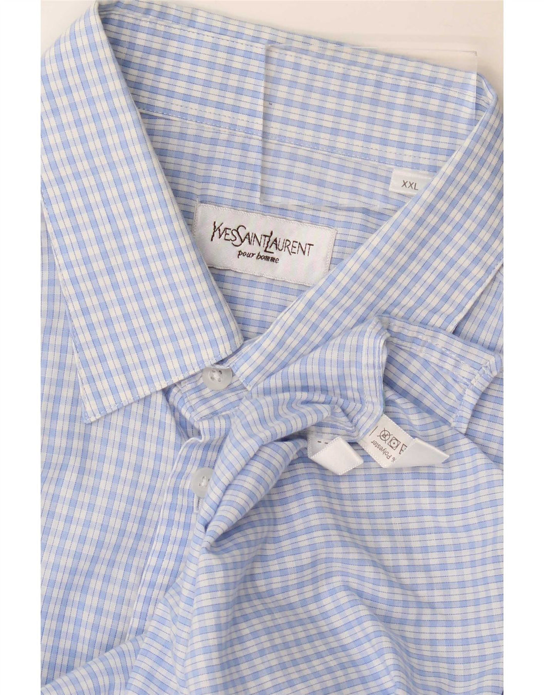 Yves Saint Laurent Chemise Homme 2XL Bleu Carreaux Coton