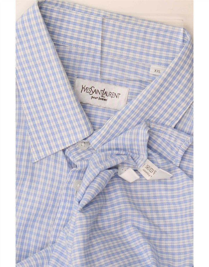 Yves Saint Laurent Chemise Homme 2XL Bleu Carreaux Coton