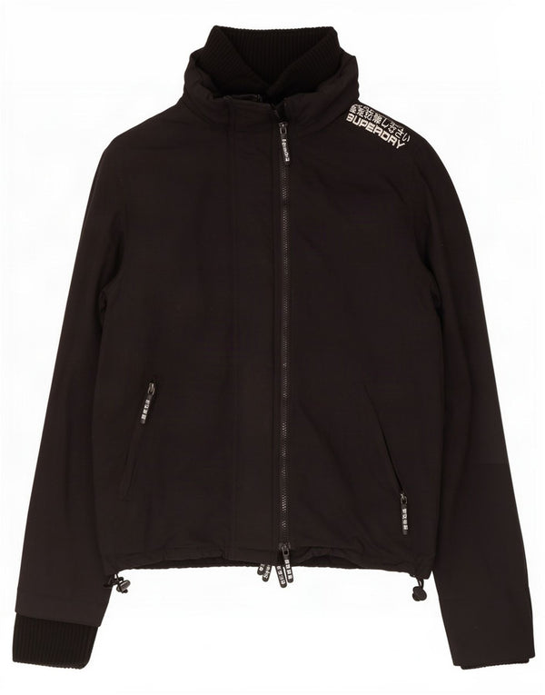 Superdry Veste de Pluie Femme UK 14 Large Noir Nylon