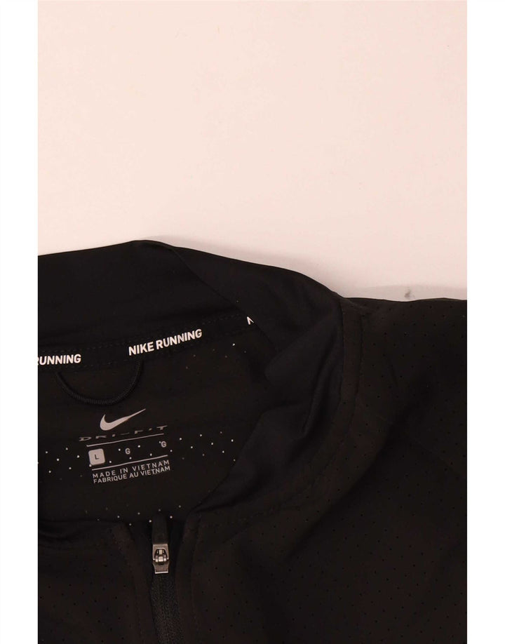 Nike Womens Running Crop Tracksuit Top Jacket UK 16 Large Black Polyester