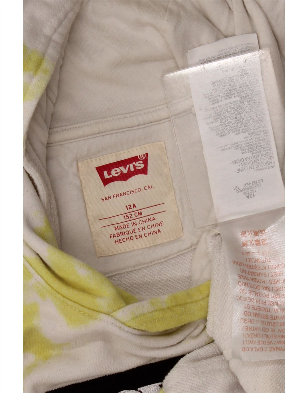 LEVI'S Pull à capuche graphique pour fille 11-12 ans en coton blanc tie-dye