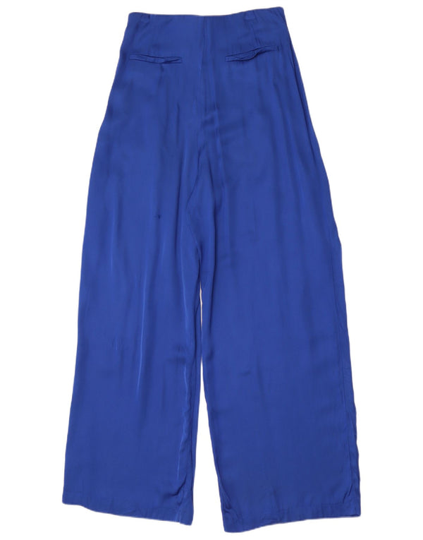 Zara Pantalon décontracté taille haute pour femme, jambe large, moyen W28 L30, bleu