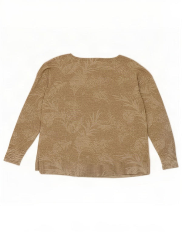 Oasis Pull surdimensionné à col bateau pour femme UK 10 Petit Beige Floral