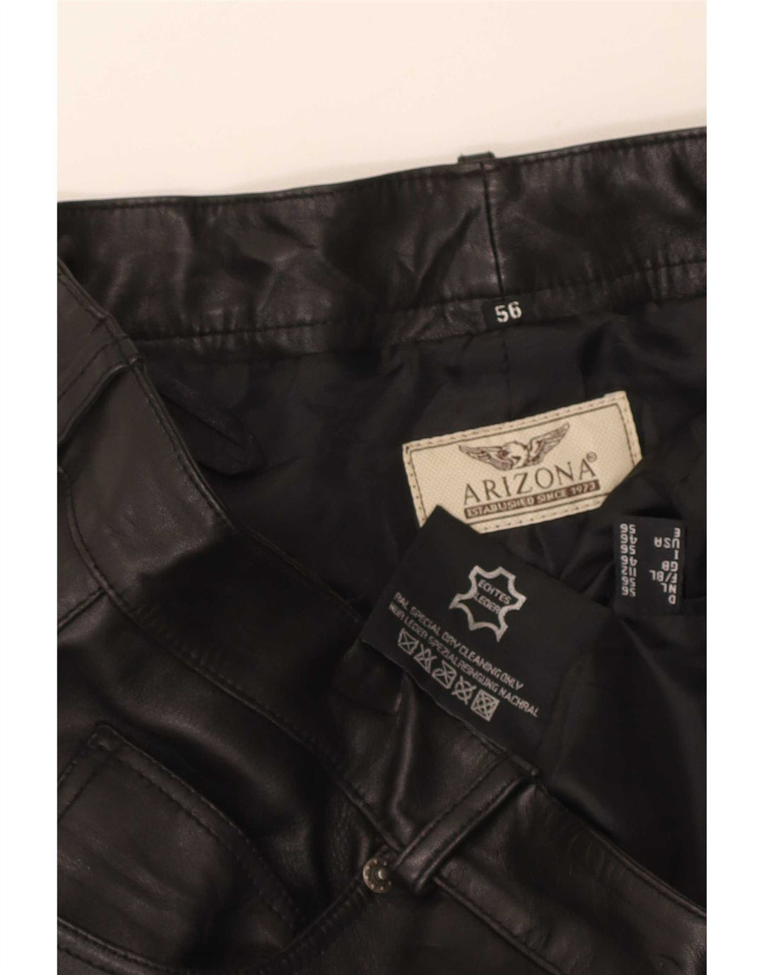 Pantalon droit en cuir pour hommes Arizona W36 L32 noir