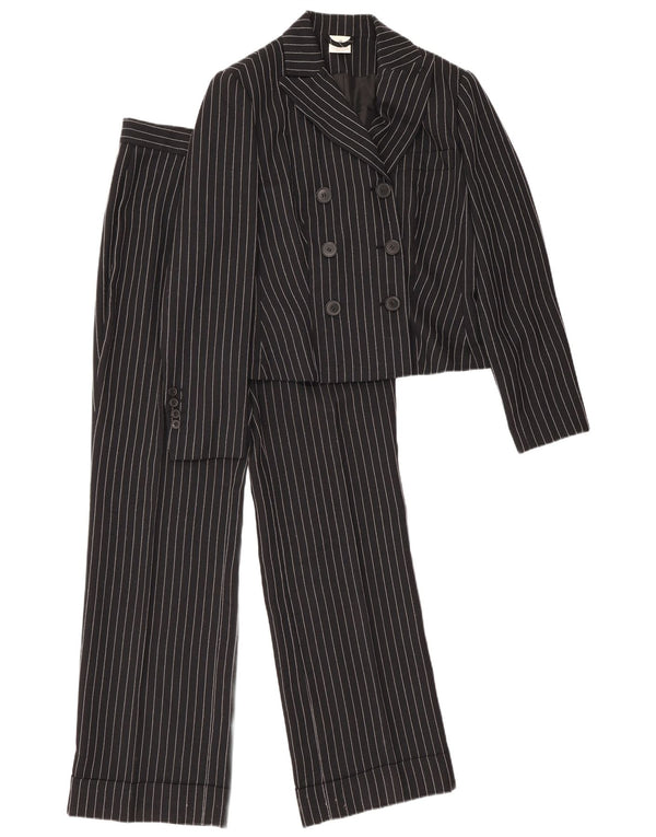 vintage Femme 2 Pièces Costume UK 12 Moyen W28 L30 Noir Rayé