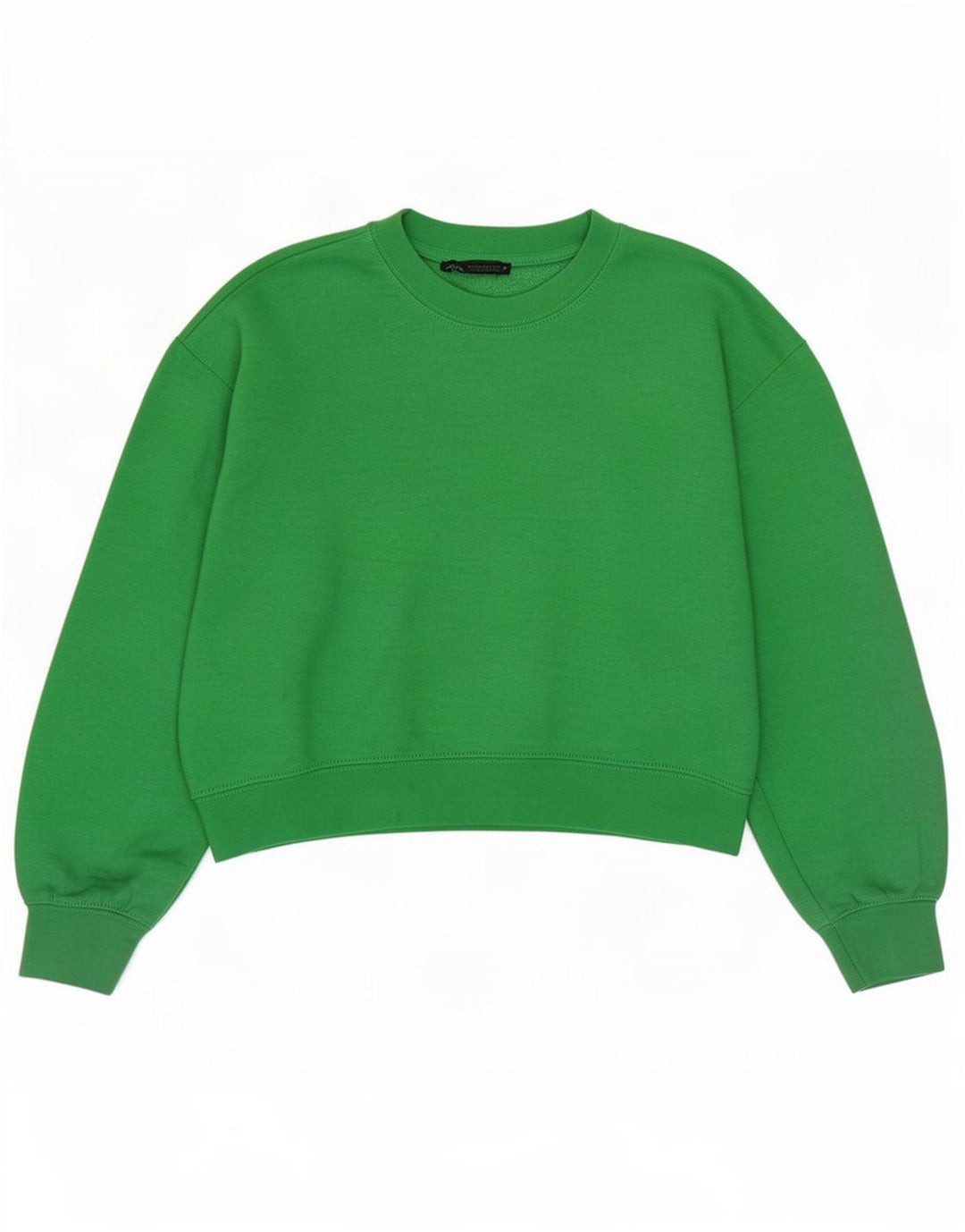 Zara Womens Crop Oversize Sweatshirt Jumper UK 10 Petit Vert Polyester