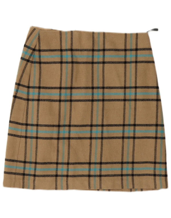 Marks & Spencer Jupe trapèze pour femme UK 12 Medium W32 Beige Plaid Acrylique
